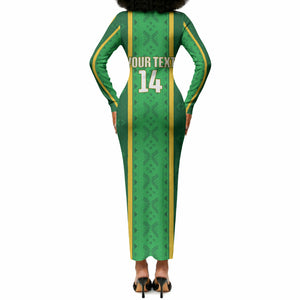 Mali Basketball Custom Long Sleeve Bodycon Dress Mud Cloth Bogolan Pattern