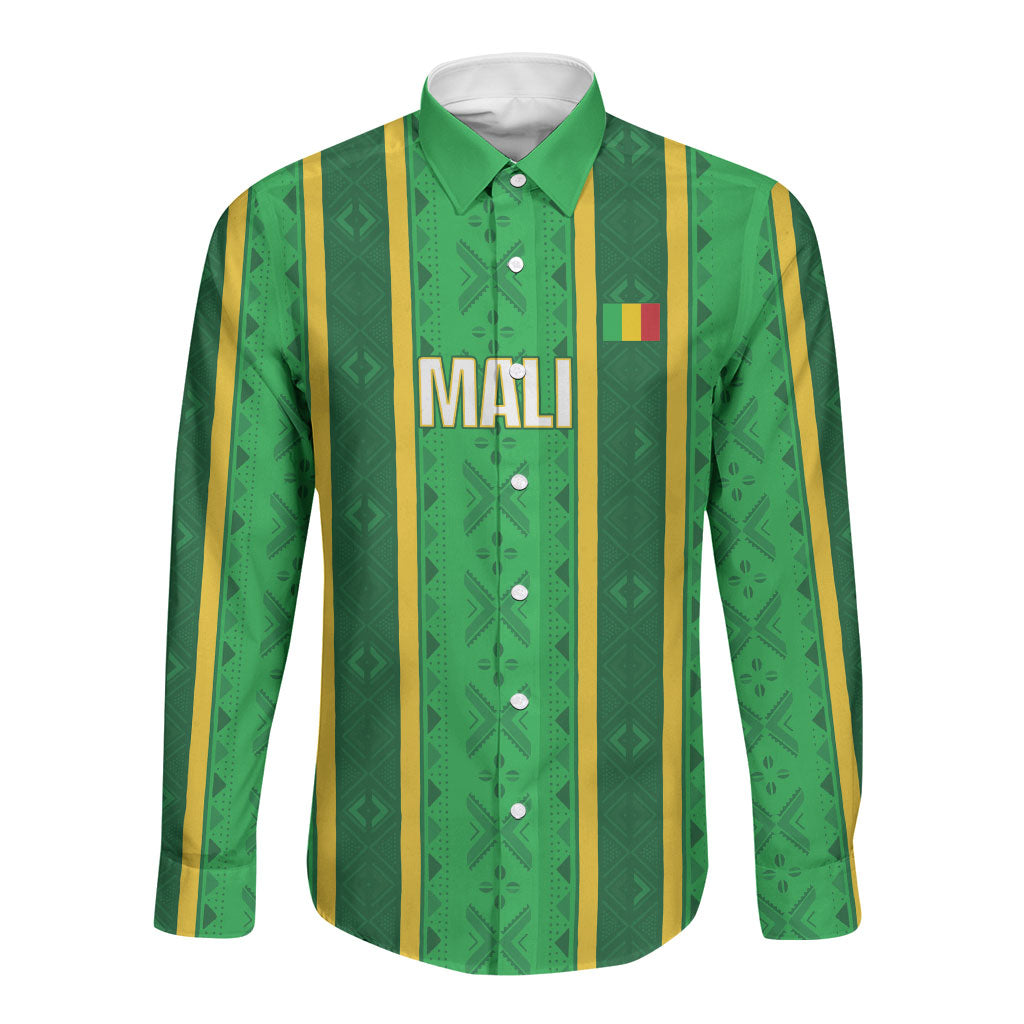 Mali Basketball Custom Long Sleeve Button Shirt Mud Cloth Bogolan Pattern