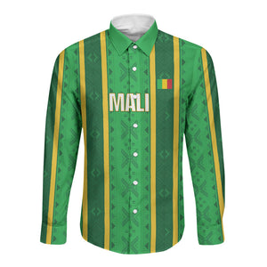 Mali Basketball Custom Long Sleeve Button Shirt Mud Cloth Bogolan Pattern