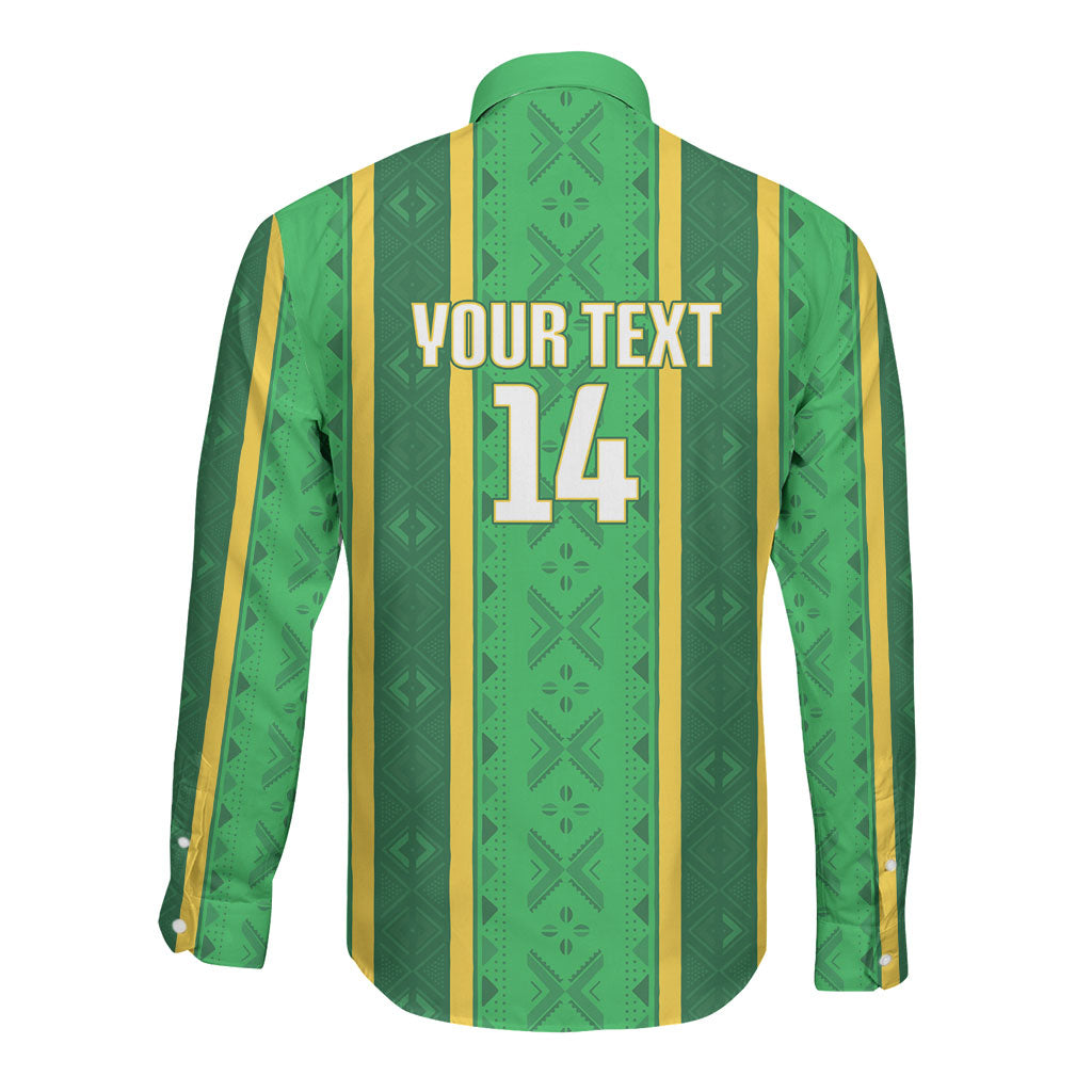 Mali Basketball Custom Long Sleeve Button Shirt Mud Cloth Bogolan Pattern
