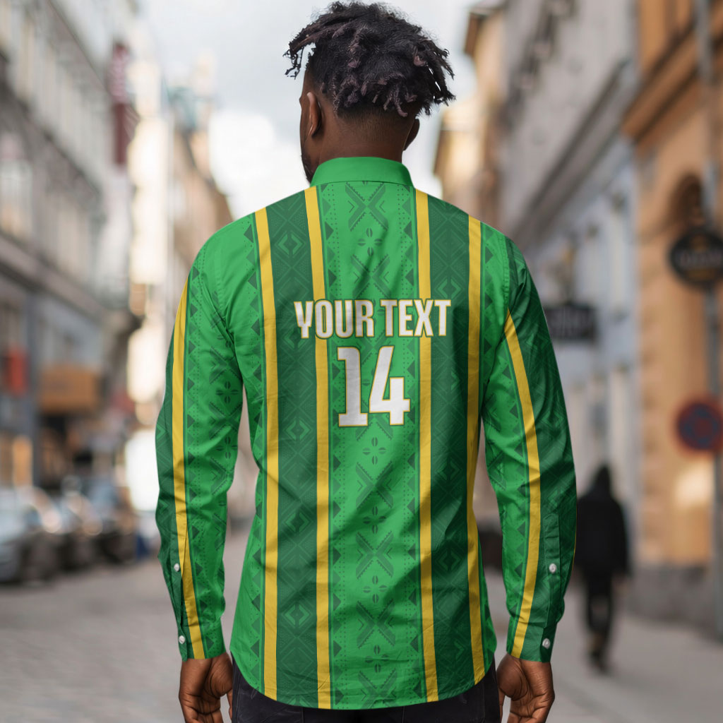 Mali Basketball Custom Long Sleeve Button Shirt Mud Cloth Bogolan Pattern