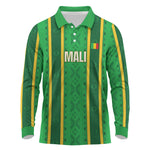 Mali Basketball Custom Long Sleeve Polo Shirt Mud Cloth Bogolan Pattern
