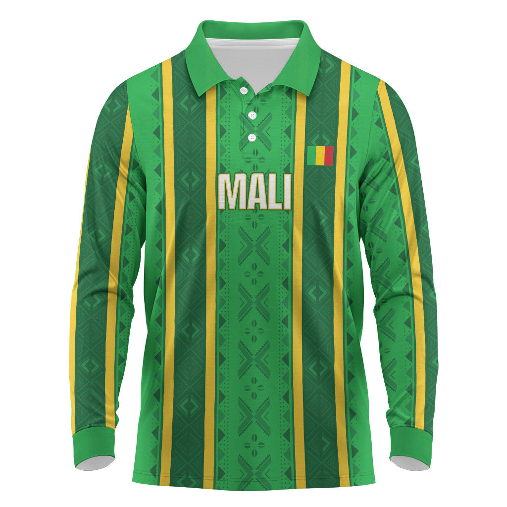 Mali Basketball Custom Long Sleeve Polo Shirt Mud Cloth Bogolan Pattern
