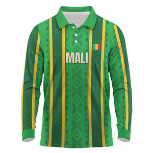 Mali Basketball Custom Long Sleeve Polo Shirt Mud Cloth Bogolan Pattern