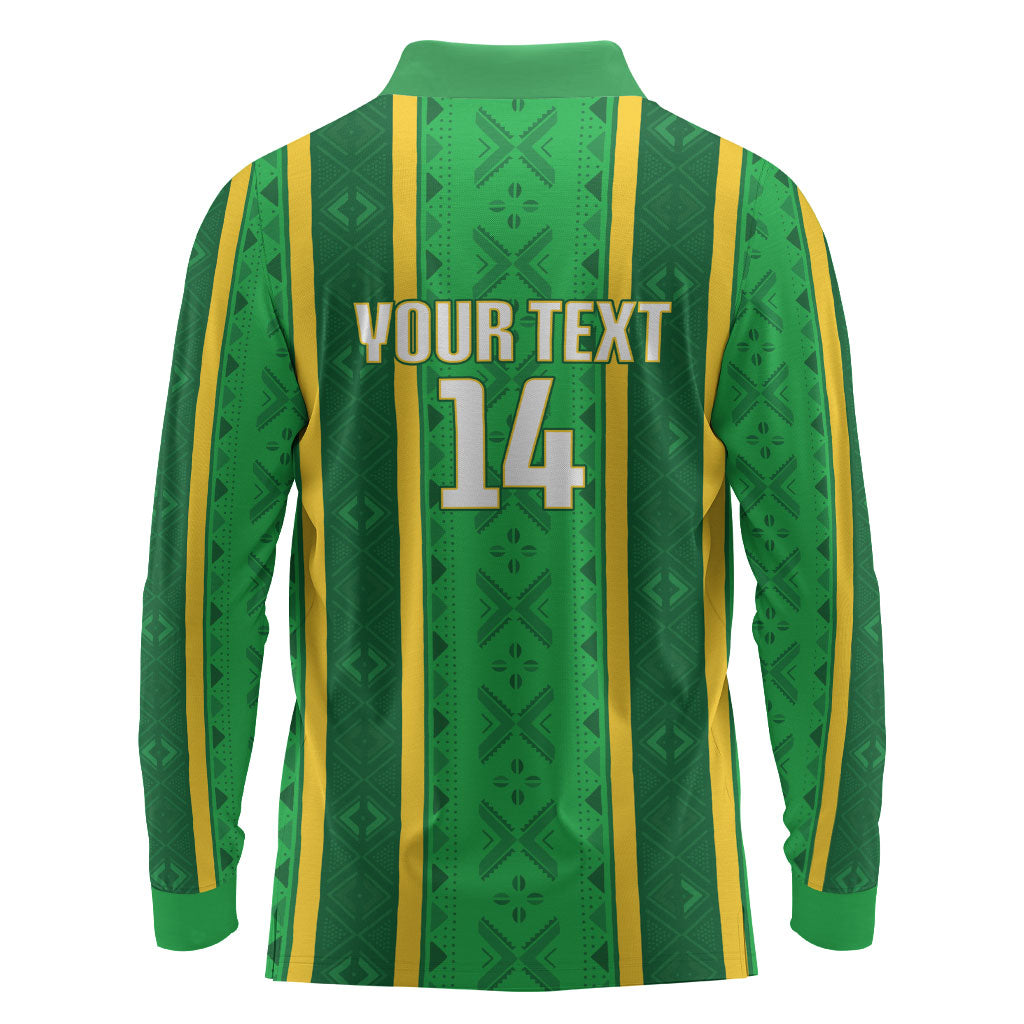 Mali Basketball Custom Long Sleeve Polo Shirt Mud Cloth Bogolan Pattern