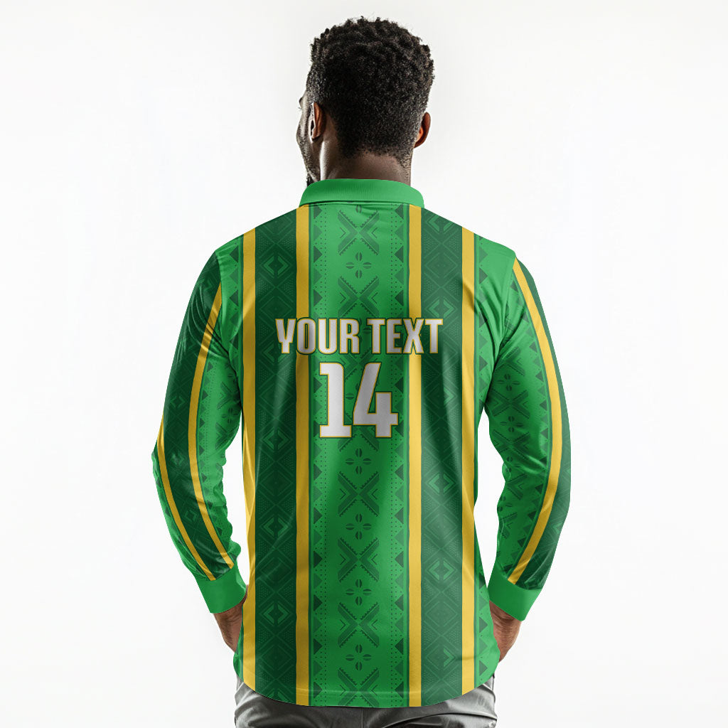 Mali Basketball Custom Long Sleeve Polo Shirt Mud Cloth Bogolan Pattern