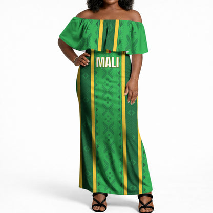 Mali Basketball Custom Off Shoulder Maxi Dress Mud Cloth Bogolan Pattern