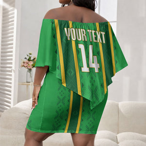 Mali Basketball Custom Off Shoulder Short Dress Mud Cloth Bogolan Pattern