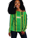 Mali Basketball Custom Off Shoulder Sweater Mud Cloth Bogolan Pattern