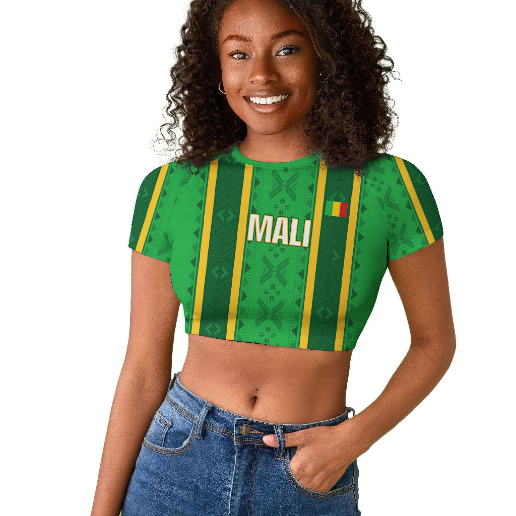 Mali Basketball Custom Raglan Cropped T shirt Mud Cloth Bogolan Pattern