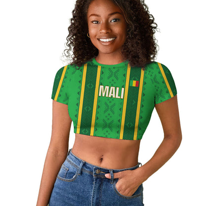 Mali Basketball Custom Raglan Cropped T shirt Mud Cloth Bogolan Pattern