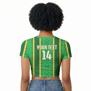 Mali Basketball Custom Raglan Cropped T shirt Mud Cloth Bogolan Pattern