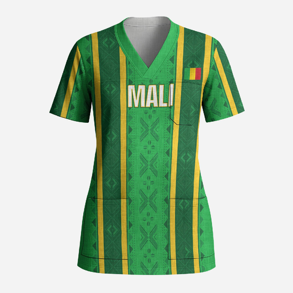 Mali Basketball Custom Scrub Top Mud Cloth Bogolan Pattern