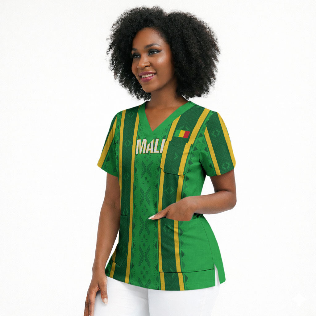 Mali Basketball Custom Scrub Top Mud Cloth Bogolan Pattern