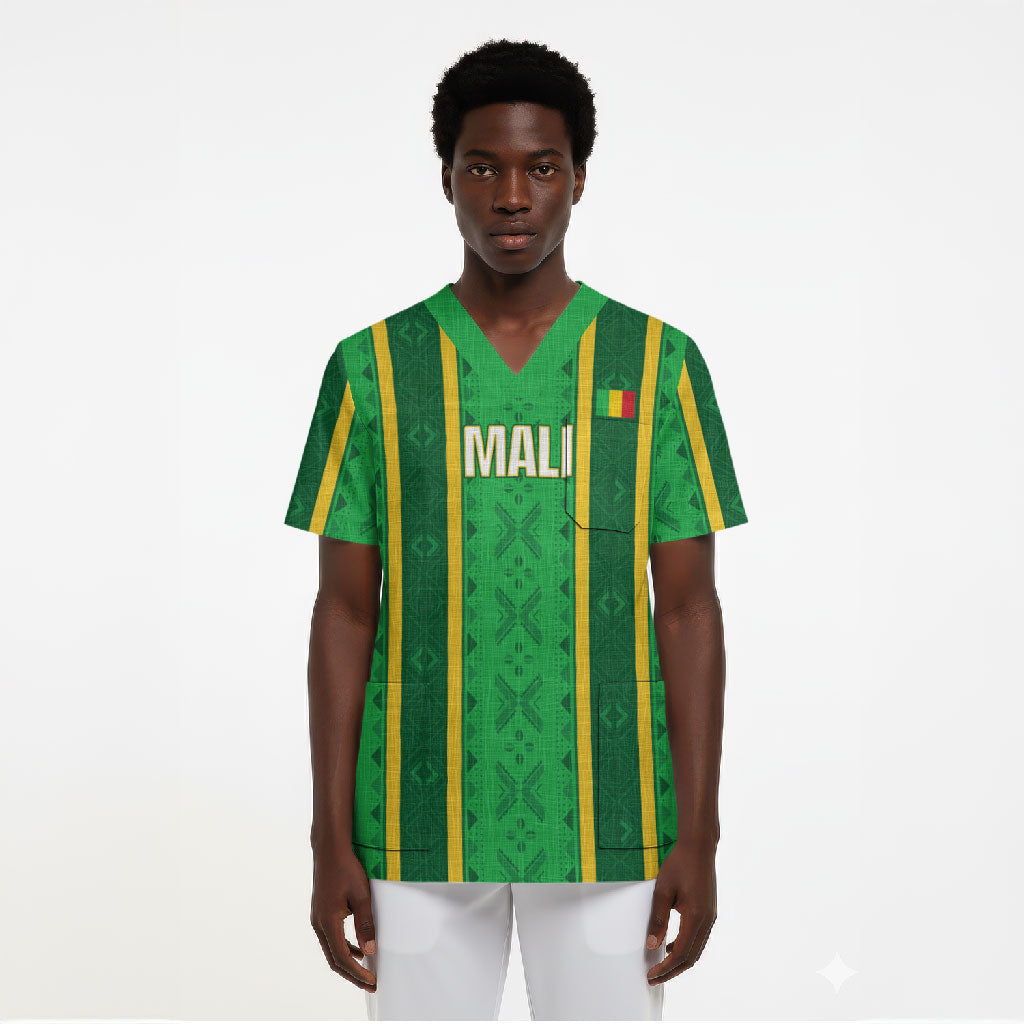 Mali Basketball Custom Scrub Top Mud Cloth Bogolan Pattern
