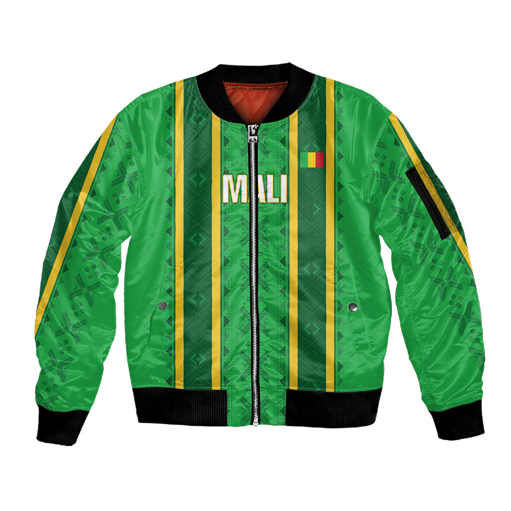 Mali Basketball Custom Sleeve Zip Bomber Jacket Mud Cloth Bogolan Pattern