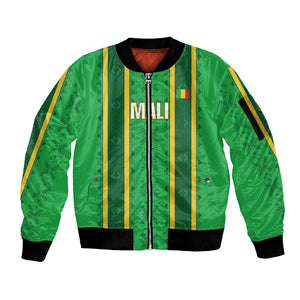 Mali Basketball Custom Sleeve Zip Bomber Jacket Mud Cloth Bogolan Pattern