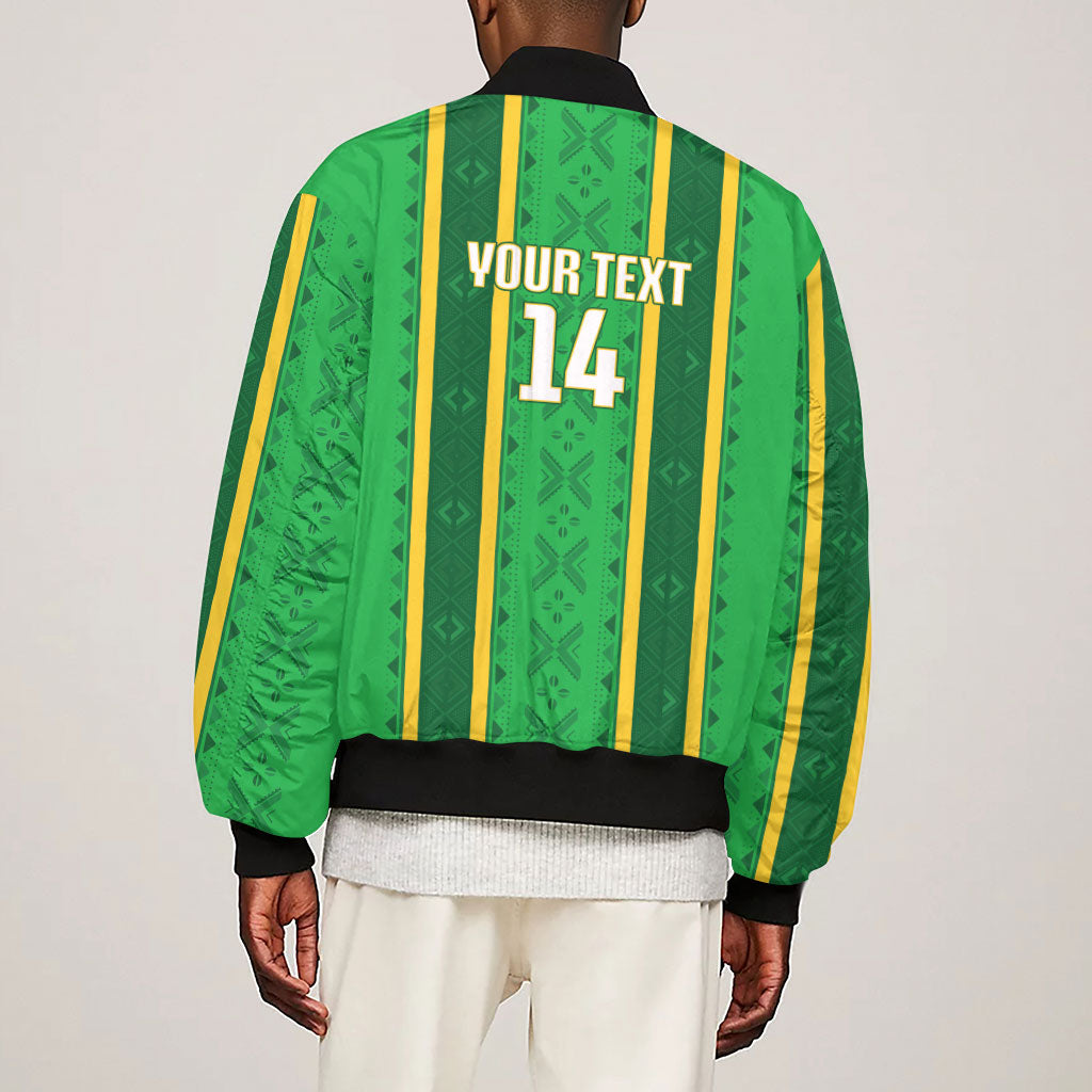 Mali Basketball Custom Sleeve Zip Bomber Jacket Mud Cloth Bogolan Pattern