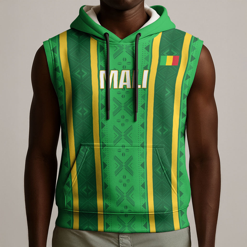 Mali Basketball Custom Sleeveless Hoodie Mud Cloth Bogolan Pattern