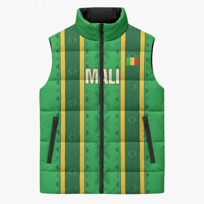 Mali Basketball Custom Sleeveless Puffer Jacket Mud Cloth Bogolan Pattern