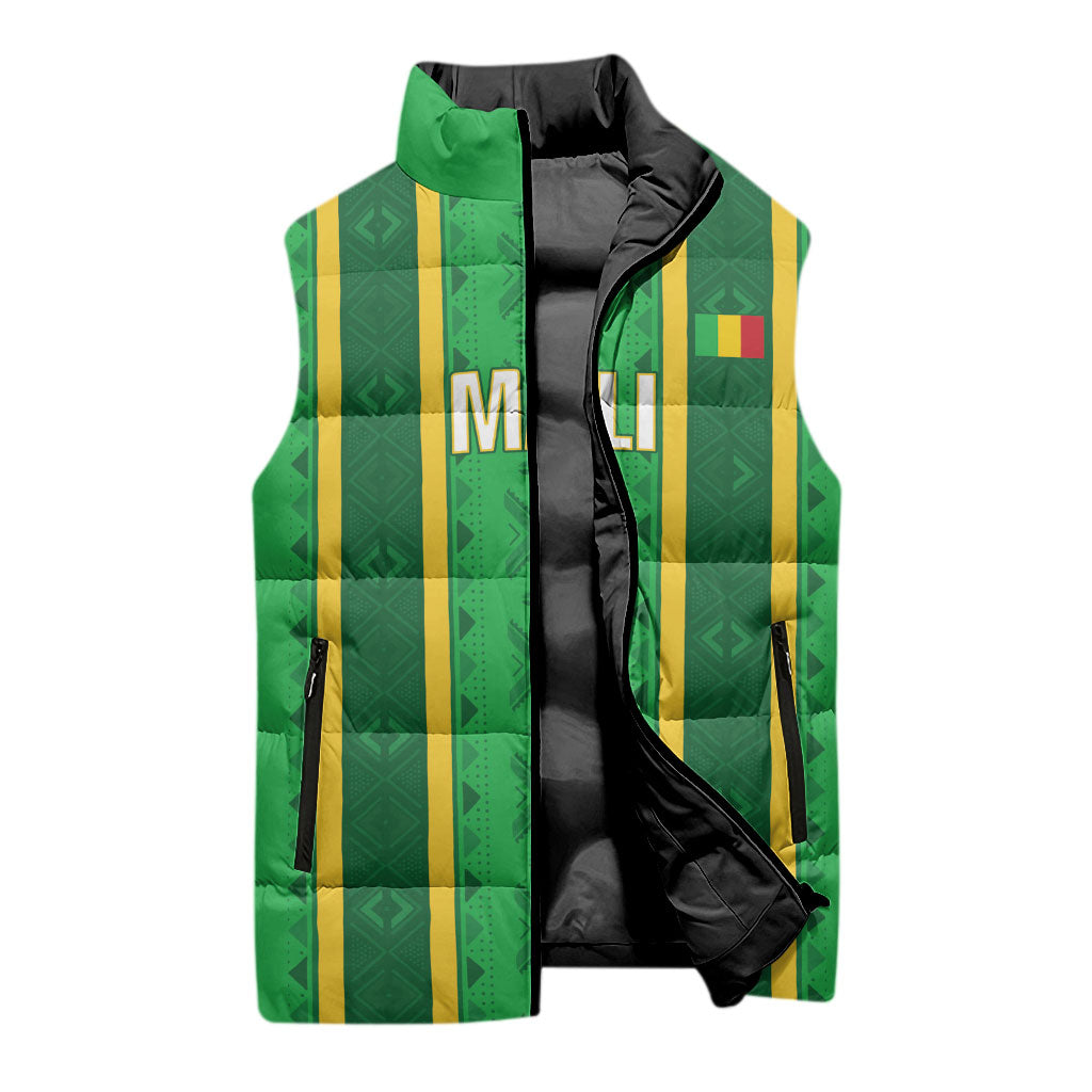 Mali Basketball Custom Sleeveless Puffer Jacket Mud Cloth Bogolan Pattern