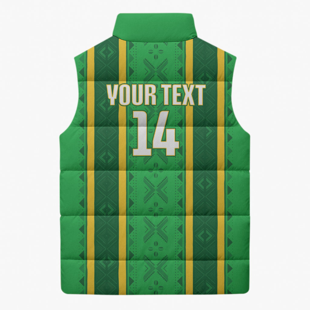 Mali Basketball Custom Sleeveless Puffer Jacket Mud Cloth Bogolan Pattern