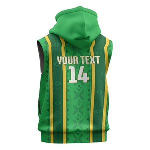 Mali Basketball Custom Sleeveless Zip Hoodie Mud Cloth Bogolan Pattern