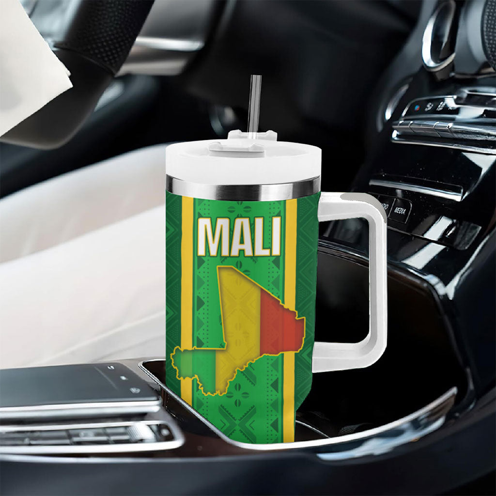 Mali Basketball Custom Tumbler With Handle Mud Cloth Bogolan Pattern