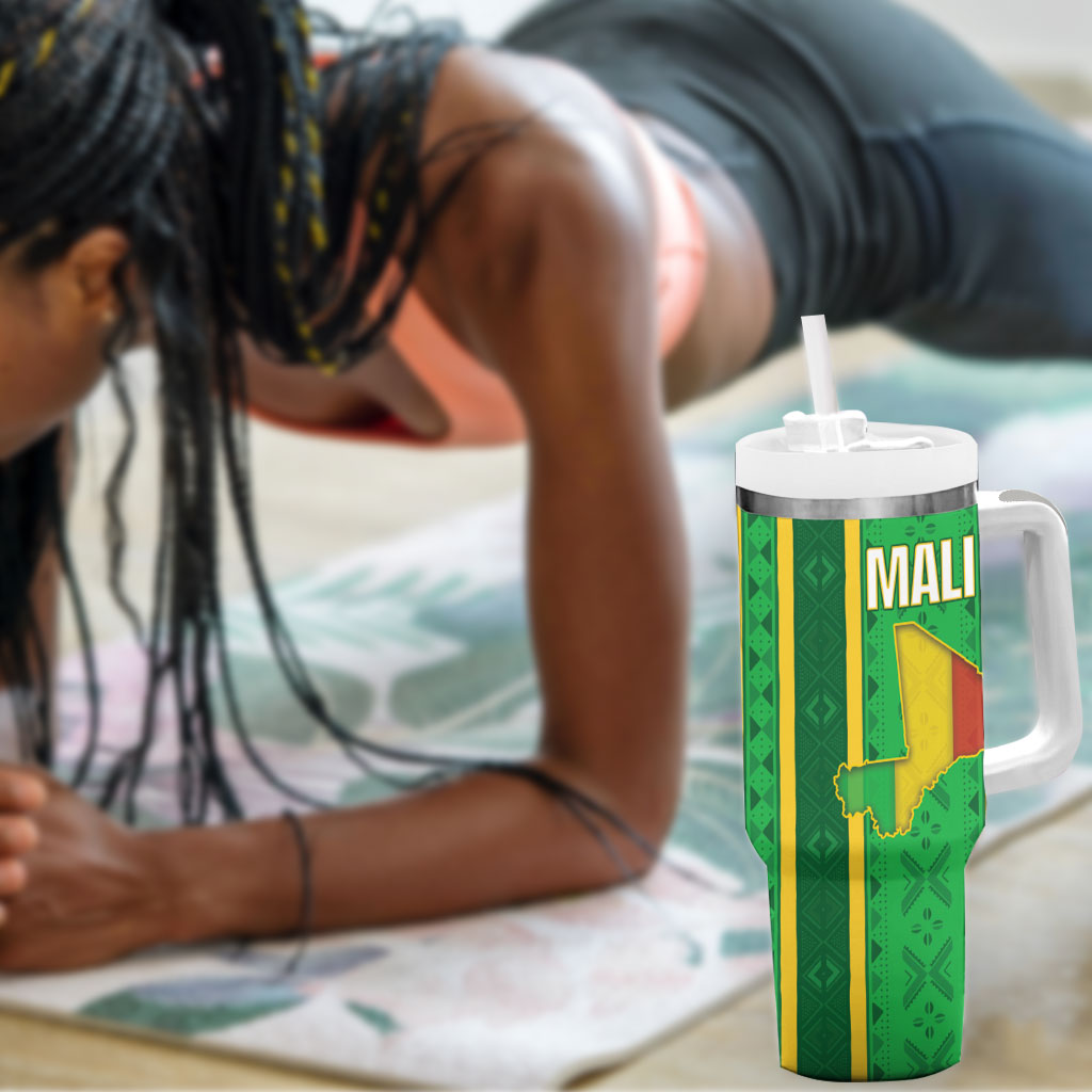 Mali Basketball Custom Tumbler With Handle Mud Cloth Bogolan Pattern
