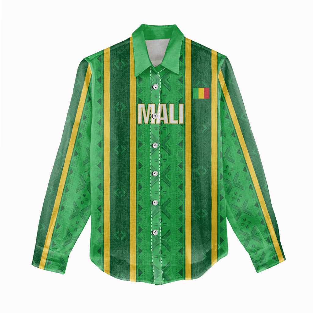 Mali Basketball Custom Women Casual Shirt Mud Cloth Bogolan Pattern