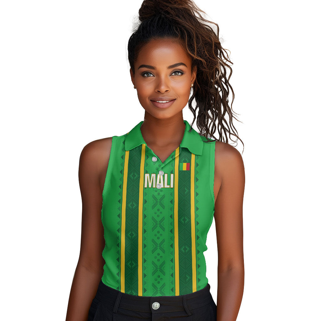 Mali Basketball Custom Women Sleeveless Polo Shirt Mud Cloth Bogolan Pattern