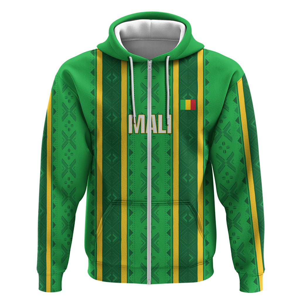 Mali Basketball Custom Zip Hoodie Mud Cloth Bogolan Pattern