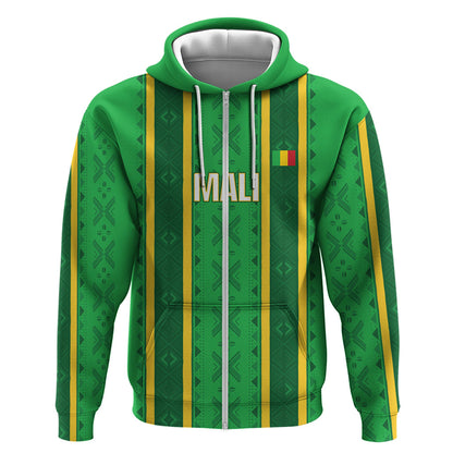 Mali Basketball Custom Zip Hoodie Mud Cloth Bogolan Pattern
