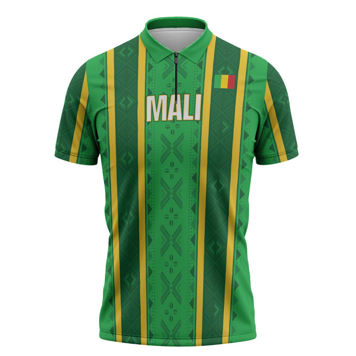 Mali Basketball Custom Zipper Polo Shirt Mud Cloth Bogolan Pattern