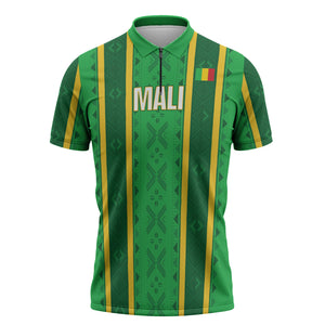Mali Basketball Custom Zipper Polo Shirt Mud Cloth Bogolan Pattern