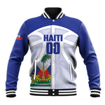Haiti Basketball Custom Baseball Jacket Ayiti Coat Of Arms White Sporty Style
