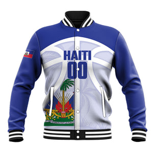 Haiti Basketball Custom Baseball Jacket Ayiti Coat Of Arms White Sporty Style