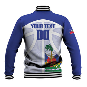 Haiti Basketball Custom Baseball Jacket Ayiti Coat Of Arms White Sporty Style