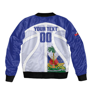 Haiti Basketball Custom Bomber Jacket Ayiti Coat Of Arms White Sporty Style