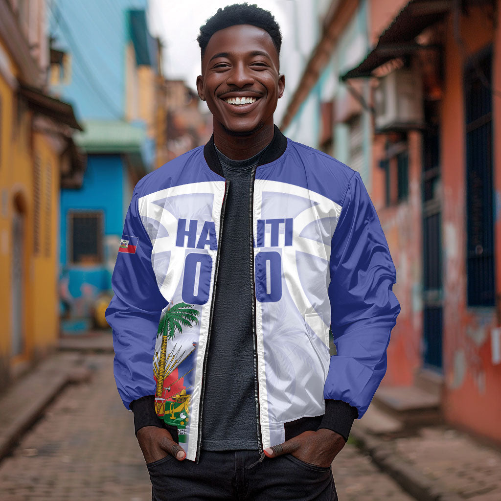 Haiti Basketball Custom Bomber Jacket Ayiti Coat Of Arms White Sporty Style
