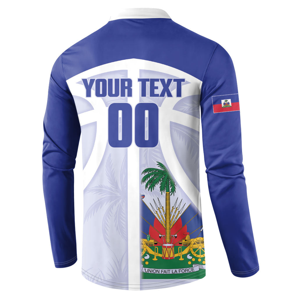 Haiti Basketball Custom Button Sweatshirt Ayiti Coat Of Arms White Sporty Style