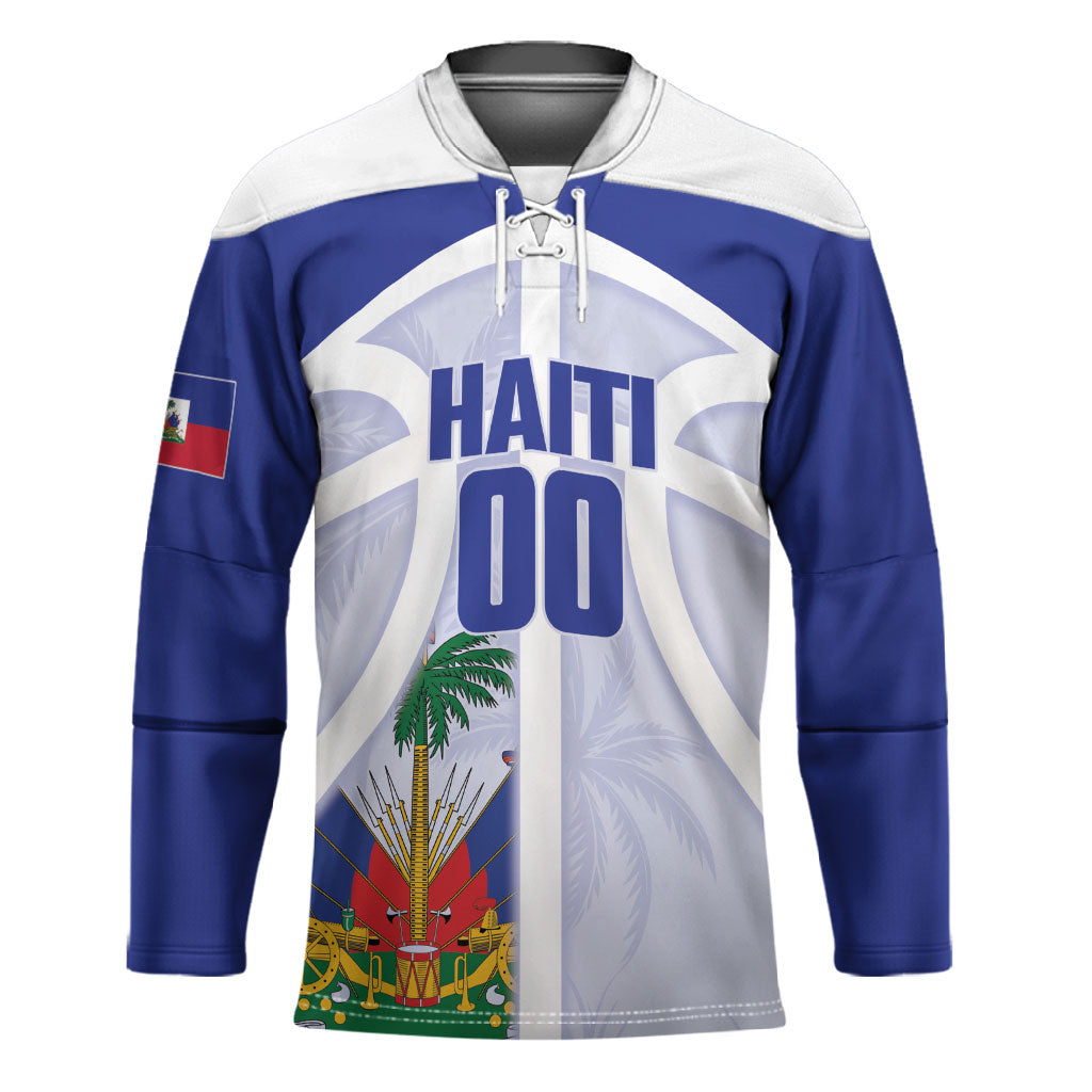 Haiti Basketball Custom Hockey Jersey Ayiti Coat Of Arms White Sporty Style