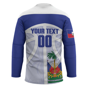Haiti Basketball Custom Hockey Jersey Ayiti Coat Of Arms White Sporty Style
