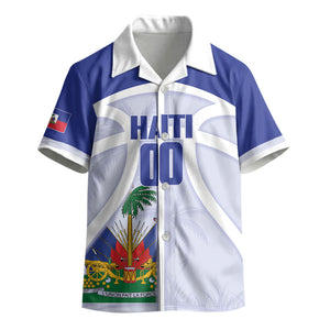 Haiti Basketball Custom Kid Hawaiian Shirt Ayiti Coat Of Arms White Sporty Style