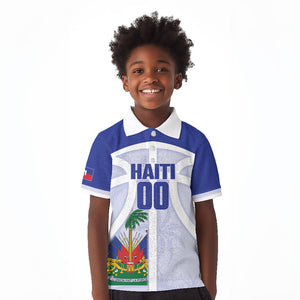 Haiti Basketball Custom Kid Polo Shirt Ayiti Coat Of Arms White Sporty Style