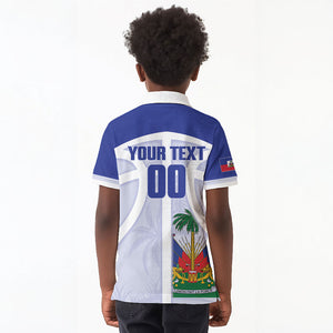 Haiti Basketball Custom Kid Polo Shirt Ayiti Coat Of Arms White Sporty Style