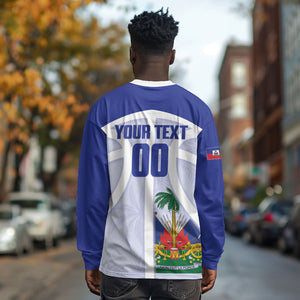 Haiti Basketball Custom Long Sleeve Shirt Ayiti Coat Of Arms White Sporty Style