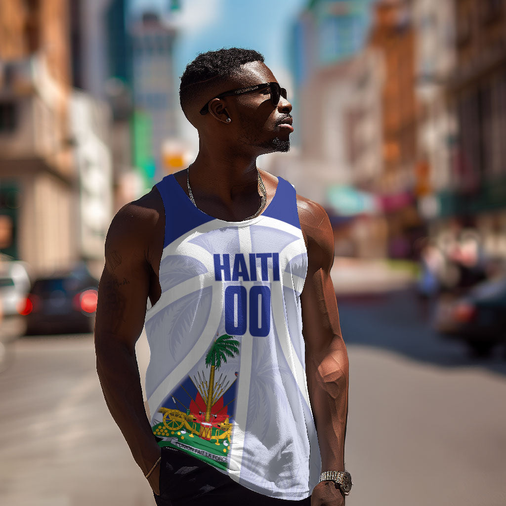 Haiti Basketball Custom Men Tank Top Ayiti Coat Of Arms White Sporty Style