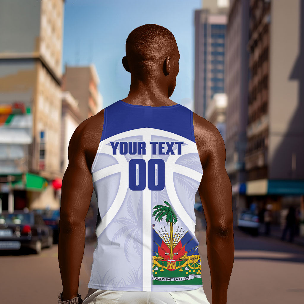 Haiti Basketball Custom Men Tank Top Ayiti Coat Of Arms White Sporty Style