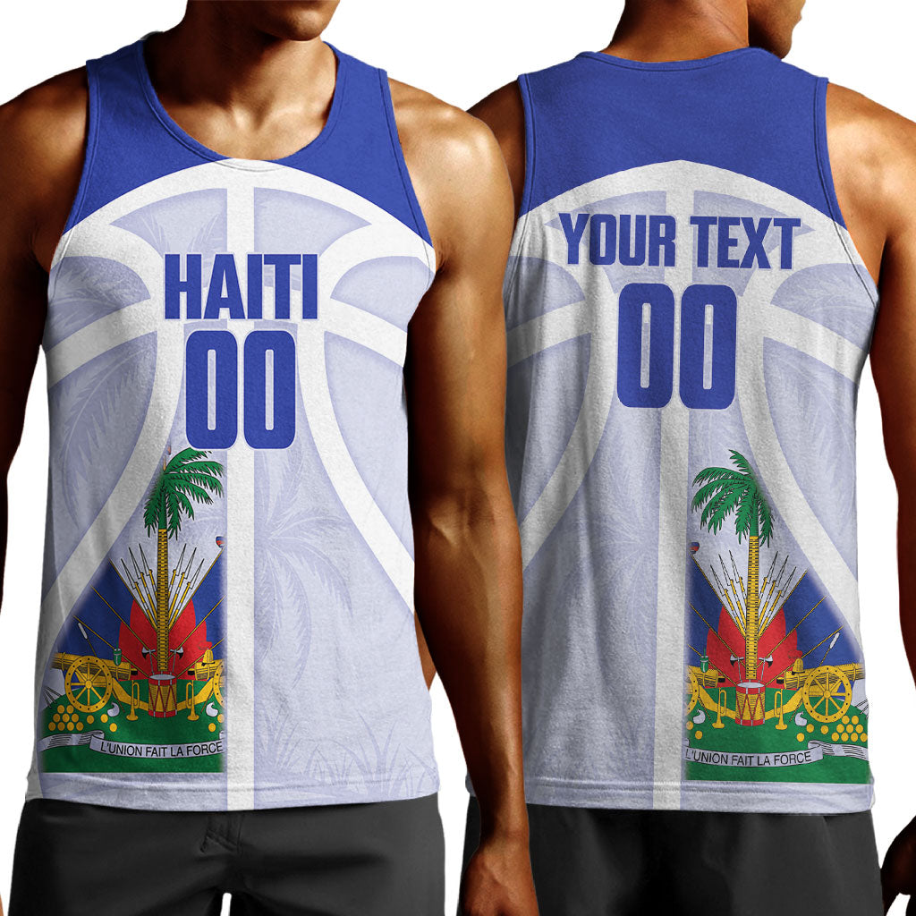 Haiti Basketball Custom Men Tank Top Ayiti Coat Of Arms White Sporty Style